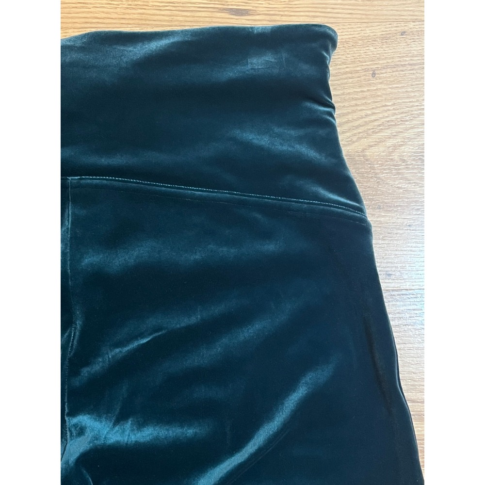 Spanx Velvet Leggings Womens 1X Green High Rise Pull On Slimming Pants Holiday - Picture 7 of 10